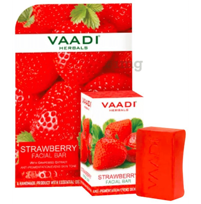 Vaadi Herbals Value Pack of Strawberry Facial Bar with Grapeseed Extract