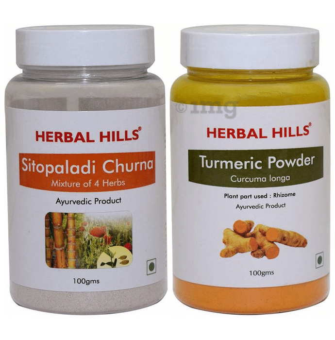 Herbal Hills Combo Pack of Sitopaladi Churna & Turmeric Powder (100gm Each)