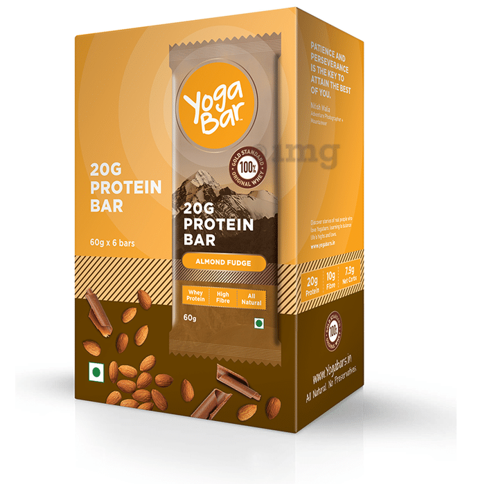 Yoga Bar 20gm Protein Bar for Nutrition | Flavour Almond Fudge Pack of 6