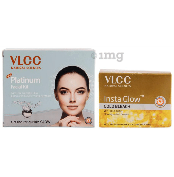 VLCC Natural Sciences Combo of Platinum Facial Kit & Insta Glow Gold Bleach