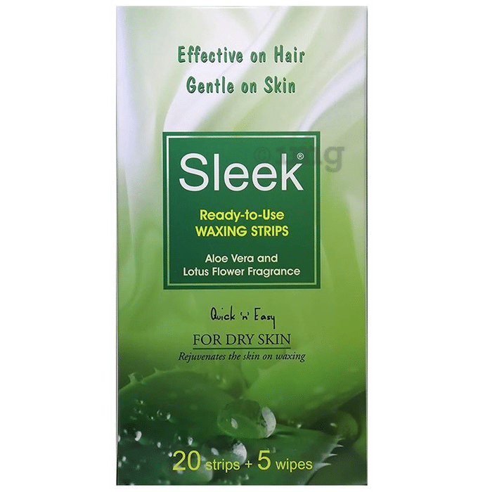 Sleek Ready-To-Use Waxing Strips( 20 Strips & 5 Wipes) Dry Skin