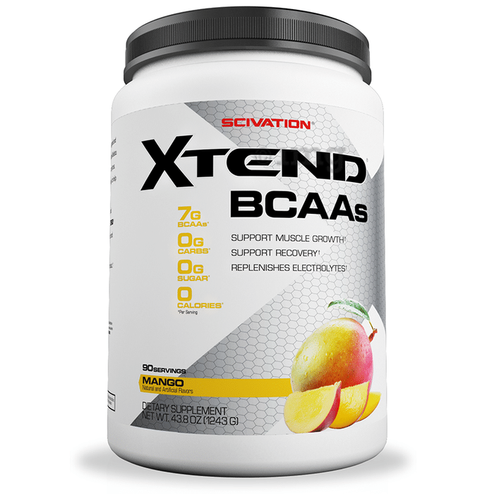 Scivation Xtend BCAA Powder with Electrolytes| For Muscle Growth & Recovery | Flavour Mango