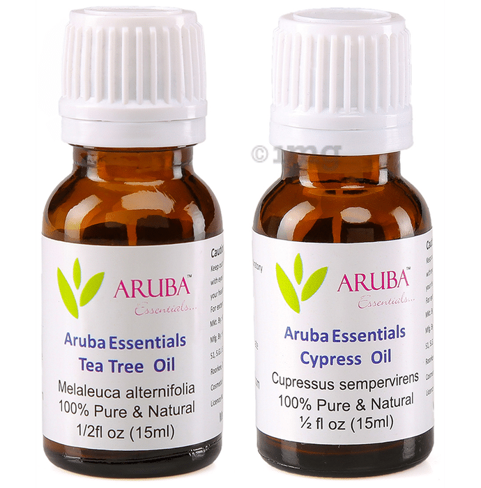 Aruba Essentials Combo Pack of Tea Tree Oil & Cypress Oil (15ml Each)