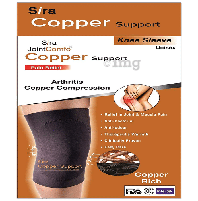 Sira Copper Compression Knee Sleeve Support Large Black