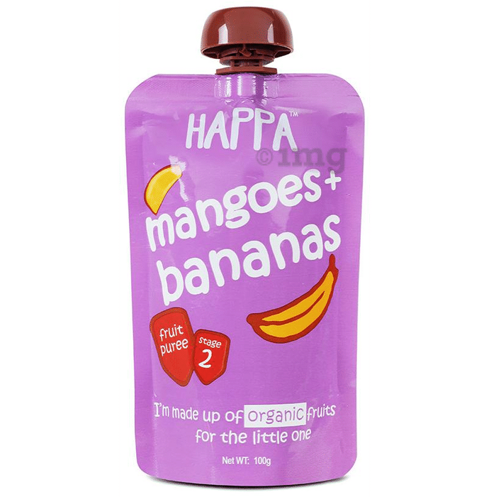 Happa Fruit Puree Stage 2 Mangoes+Bananas