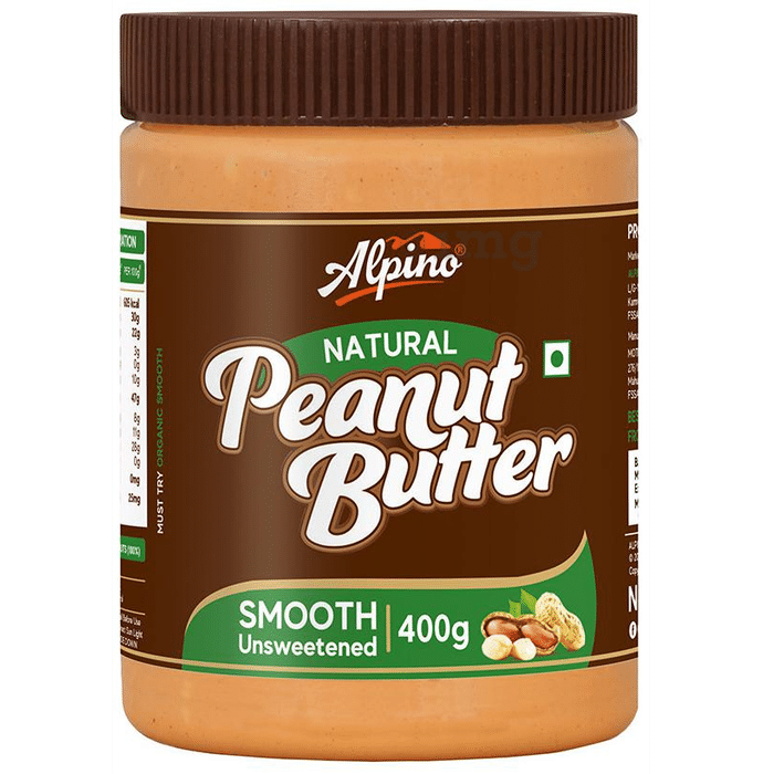 Alpino Natural Smooth Unsweetened Peanut Butter (400gm Each)