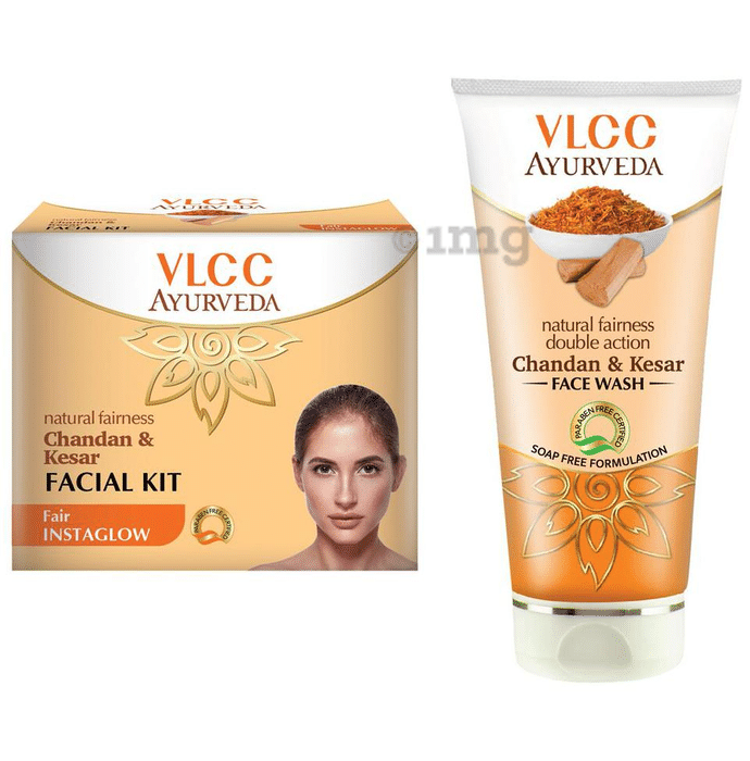 VLCC Ayurveda Combo of Chandan Kesar Facial Kit & Chandan Kesar Face Wash