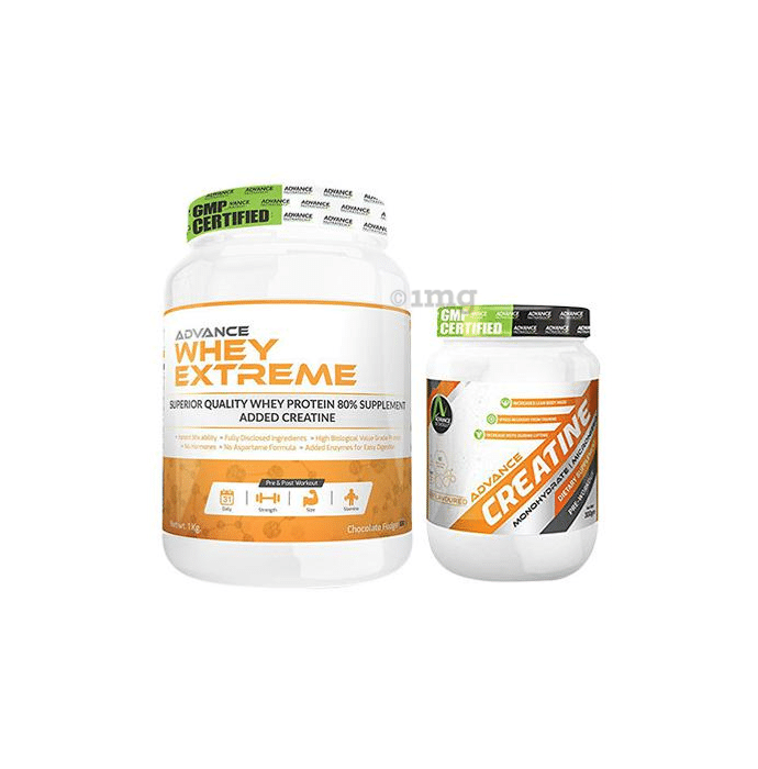 Advance Nutratech Combo Pack of Whey Extreme Protein Chocolate 1kg and Advance Creatine Unflavored 300gm