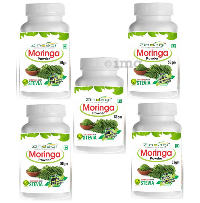 Zindagi Moringa Powder (50 gm Each - Buy 4 Get 1 Free)