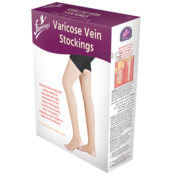 Buy Flamingo Varicose Vein Stocking, Size: 47.5-52.5 cm (Medium) Online At  Price ₹669