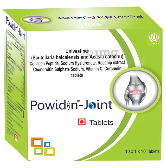 Powidin-Joint Pain Aid Univestin, Collagen Peptide, Sodium Hyaluronate, Curcumin Tablet