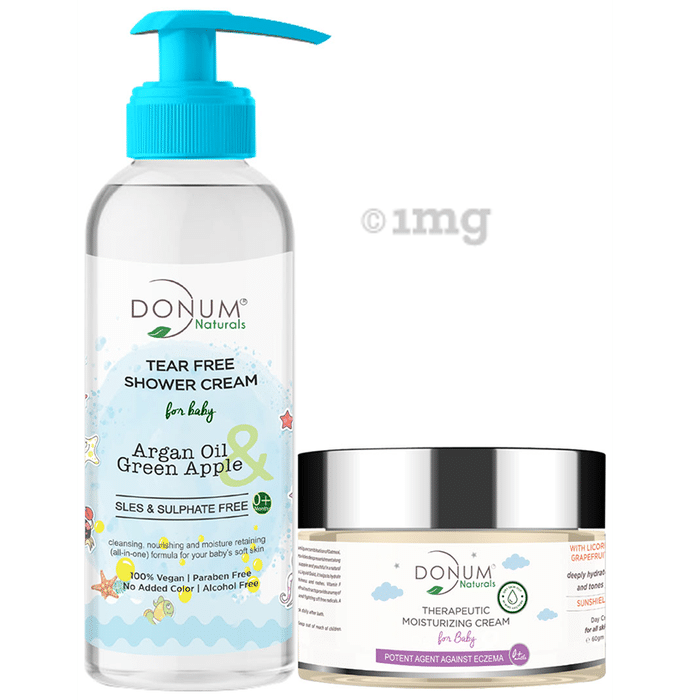 Donum Naturals Combo Pack of Tear Free Shower Cream & Therapeutic Moisturizing Cream for Baby