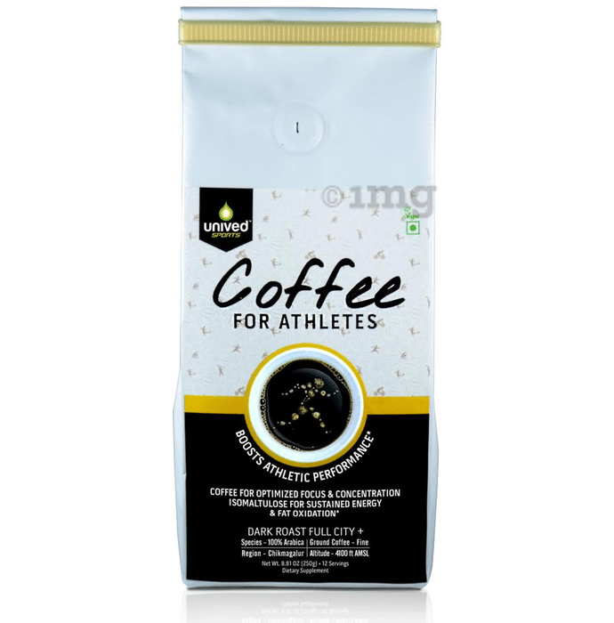 Unived Sports Coffee for Athletes, 100% Premium Arabica Coffee with Isomaltulose, Dark Roast Finely Ground