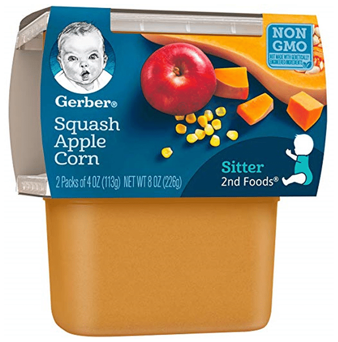 Gerber Sitter 2nd Food (113gm Each) Squash Apple Corn