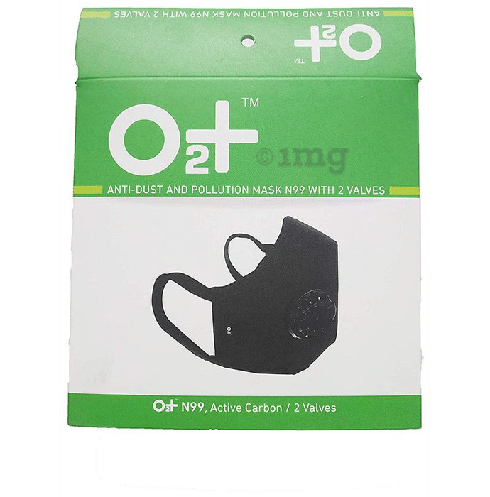 O2+ Stone Reusable Anti Pollution Mask with N99 Active Carbon Grade Filter Large
