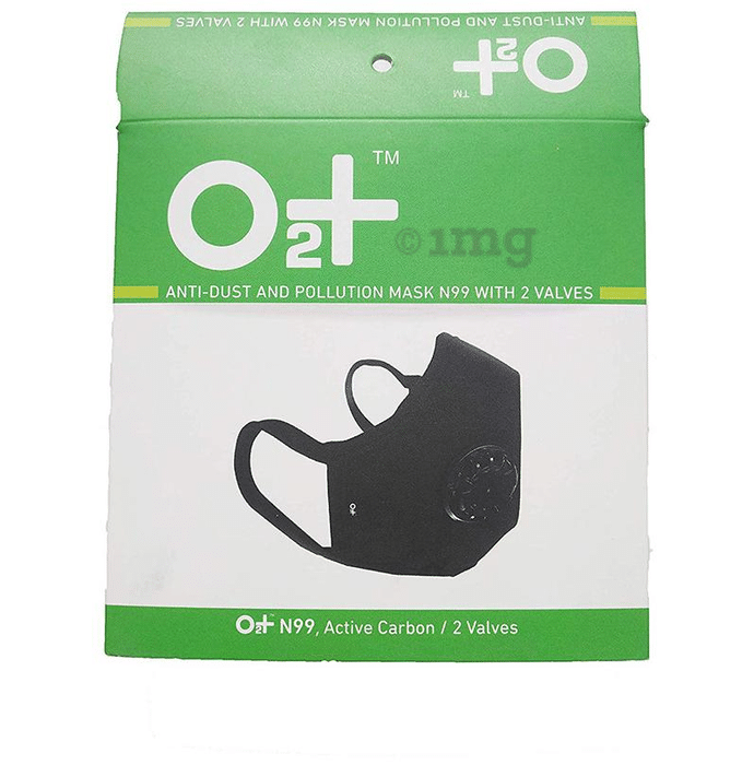 O2+ Stone Reusable Anti Pollution Mask with N99 Active Carbon Grade Filter Large