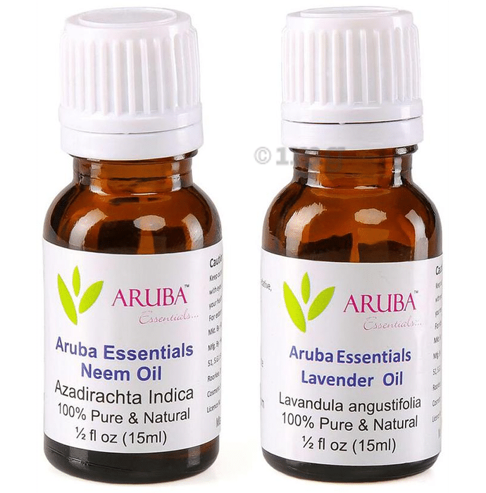 Aruba Essentials Combo Pack of Neem Oil and Lavender Oil (15ml Each)