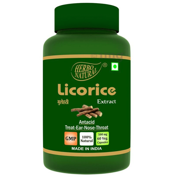 Herbo Natural Licorice Extract 500mg Veg Capsule