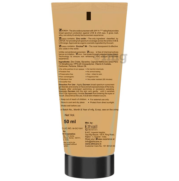zscreen zinc oxide sunscreen gel