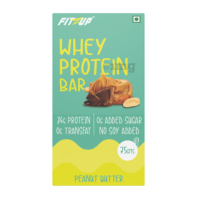 Fitzup Whey Protein Bar (75gm Each) Peanut Butter