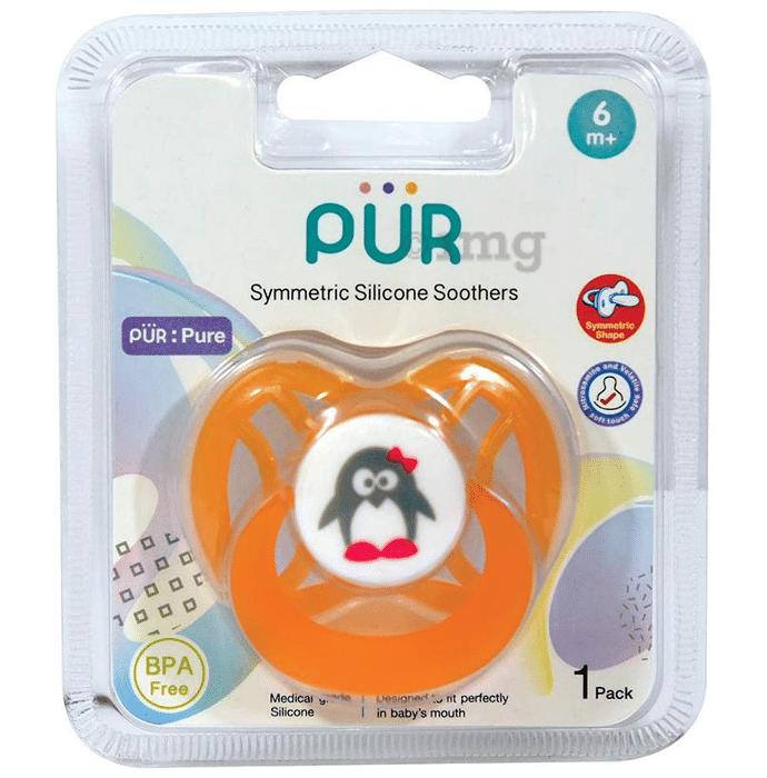 Pur Symmetric Silicone Soothers 6m+ Orange