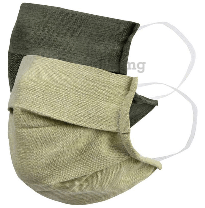 Faballey 2 Ply Pleated Resusable Mask Set Sage