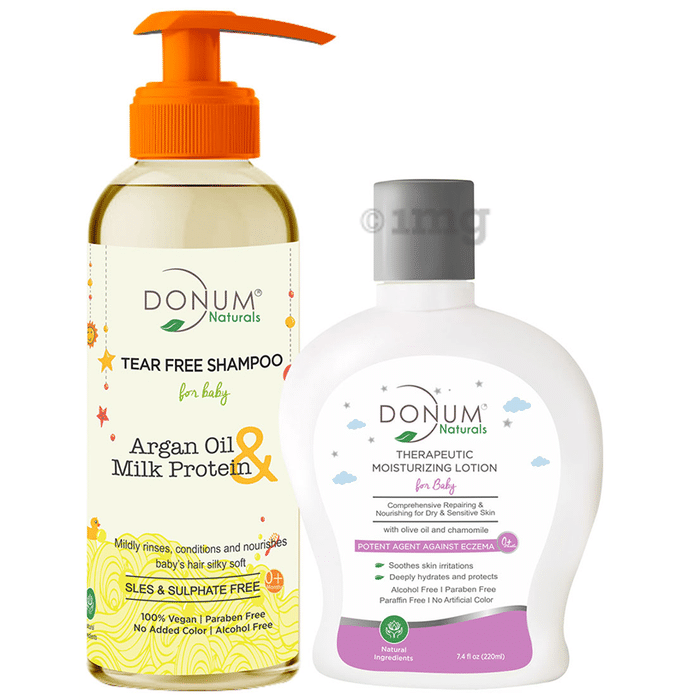 Donum Naturals Combo Pack of Tear Free Shampoo & Therapeutic Moisturizing Lotion for Baby