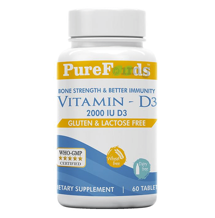 PureFoods Vitamin D3 (2000 IU D3) Tablet Gluten Free