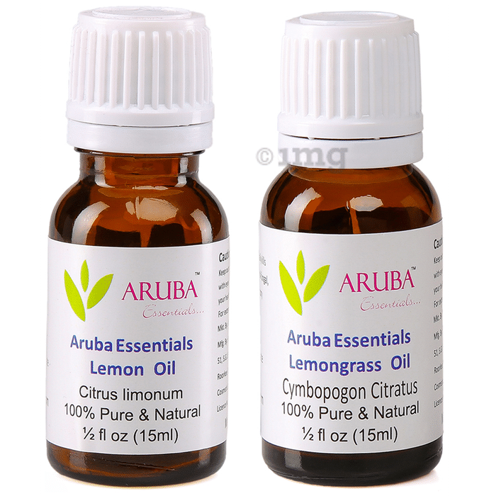 Aruba Essentials Combo Pack of Lemon Oil & Lemongrass Oil (15ml Each)