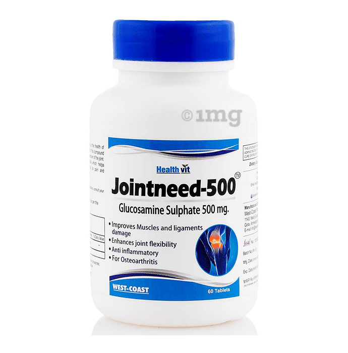 HealthVit Jointneed Glucosamine 500mg | For Muscles, Ligaments & Joints | Tablet Pack of 2
