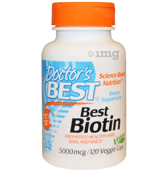 Doctor's Best Biotin 5000mcg Veggie Capsule |  For Healthy Hair, Skin & Nails
