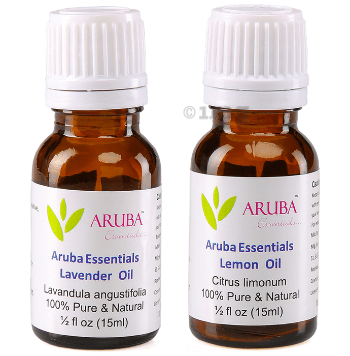 Aruba Essentials Combo Pack of Lavender Oil & Lemon Oil (15ml Each)