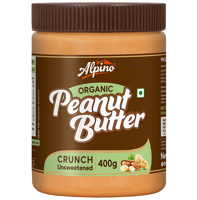 Alpino Organic Crunch Unsweetened Peanut Butter (400gm Each)