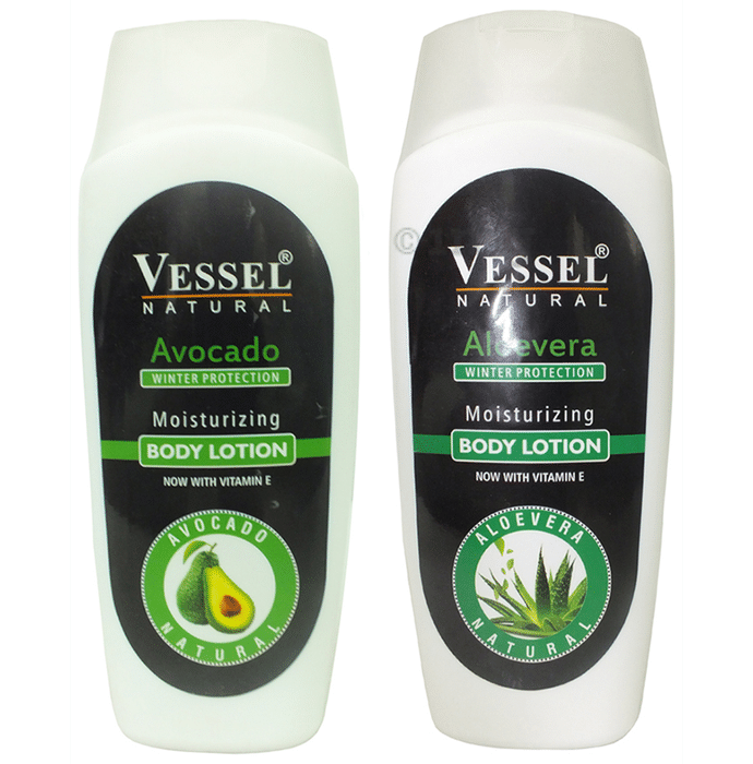 Vessel Combo Pack of Natural Winter Protection Moisturizing Body Lotion with Avocado and Aloe Vera (200ml Each)