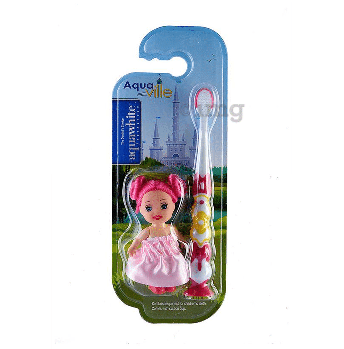 Aquawhite Aqua Ville Toothbrush Pink with Doll Toy