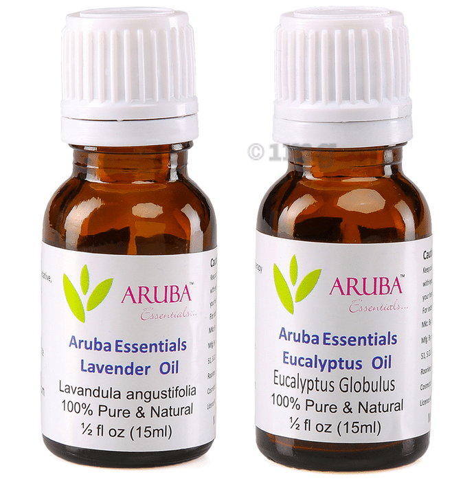 Aruba Essentials Combo Pack of Lavender Oil & Eucalyptus Oil (15ml Each)