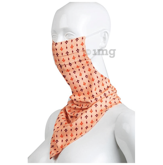 Faballey Peach Ikat Scarf Mask