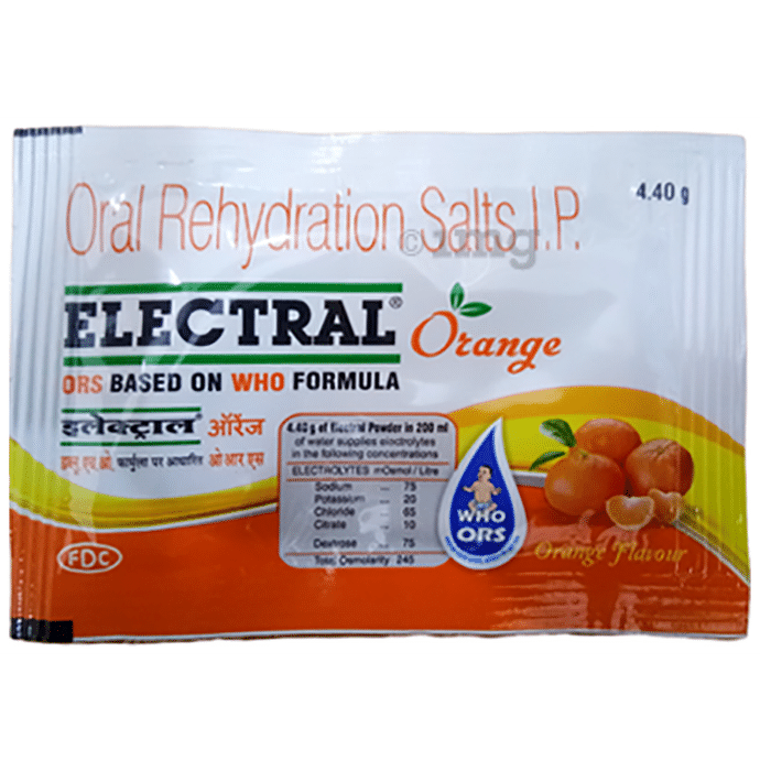 Electral Powder | ORS for Replenishing Body Fluids & Electrolytes | Flavour Orange