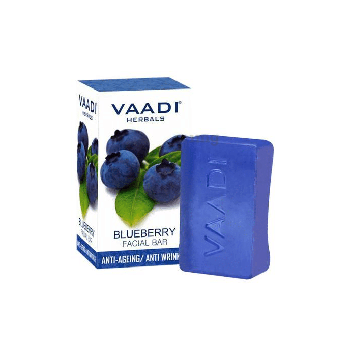 Vaadi Herbals Super Value Pack of 6 Blueberry Facial Bars with Extract of Mint (25gm Each)