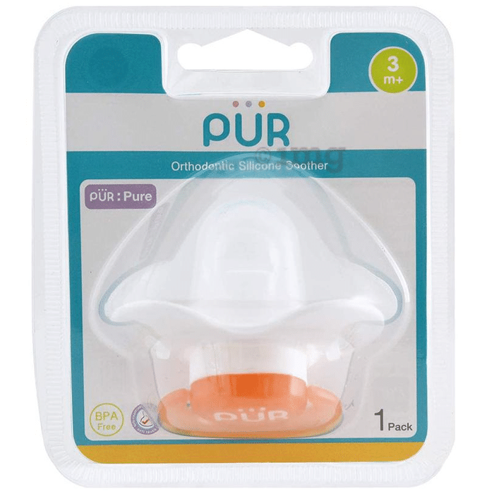 Pur Orthodontic Silicone Soother 3m+ Orange
