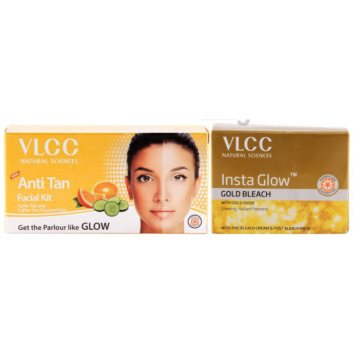VLCC Natural Sciences Combo of Anti Tan Facial Kit & Insta Glow Gold Bleach