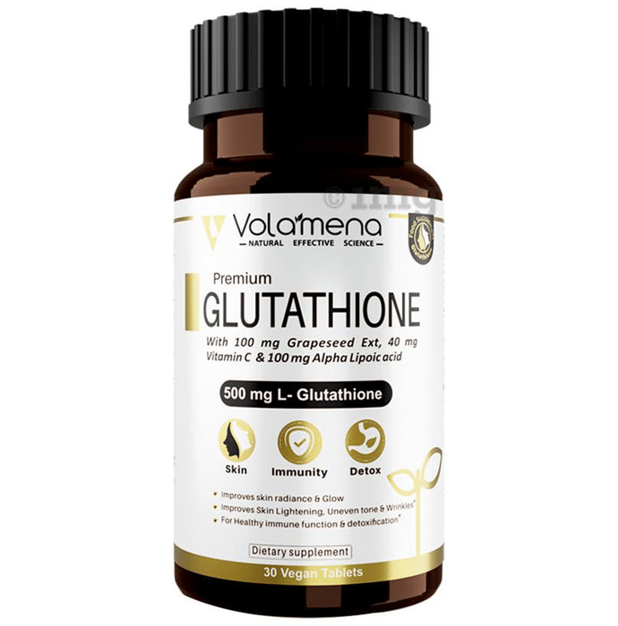 Volamena Premium Glutathione | With Grapeseed Extract, Vitamin C & ALA for Skin, Immunity & Detoxification | Tablet