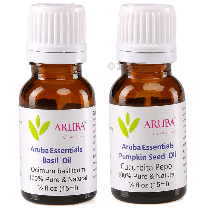 Aruba Essentials Combo Pack of Basil Oil & Pumpkin Seed Oil (15ml Each)
