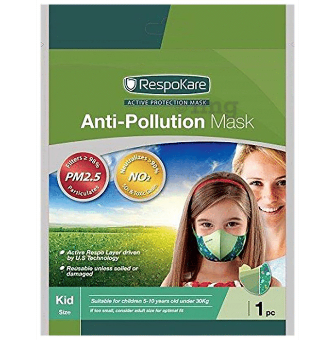 Respokare Anti Pollution Mask for Kids Green