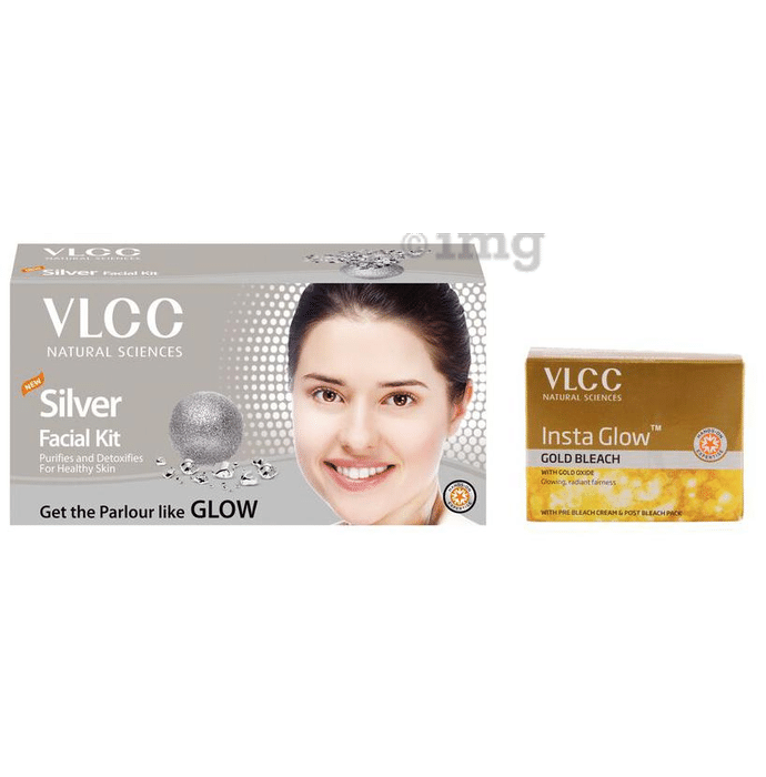 VLCC Natural Sciences Combo of Silver Facial Kit & Insta Glow Gold Bleach