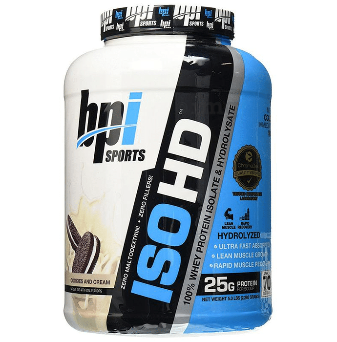 BPI Sports ISO HD 100% Whey Protein Isolate & Hydrolysate Cookies & Cream