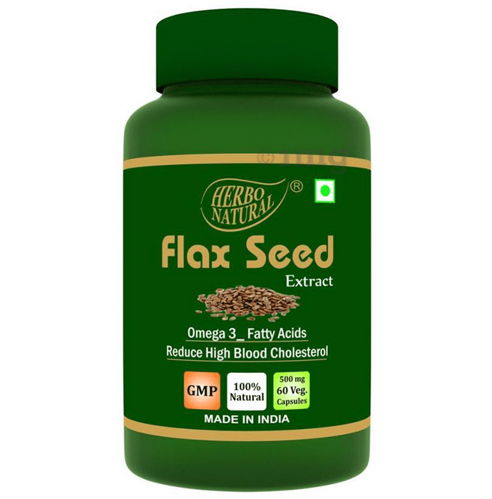 Herbo Natural Flax Seed Extract 500mg Veg Capsule
