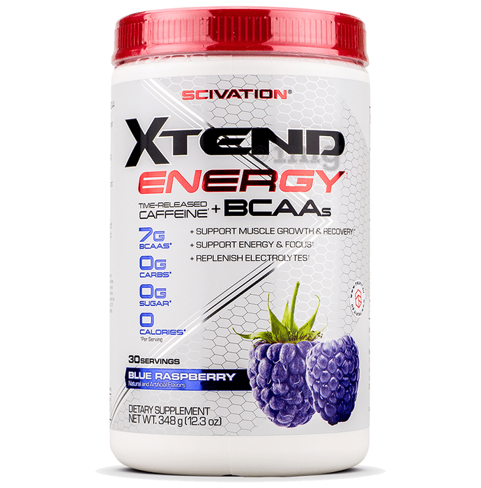 Scivation Xtend Energy Time-Released Caffeine+ BCAAs Powder Blue Raspberry