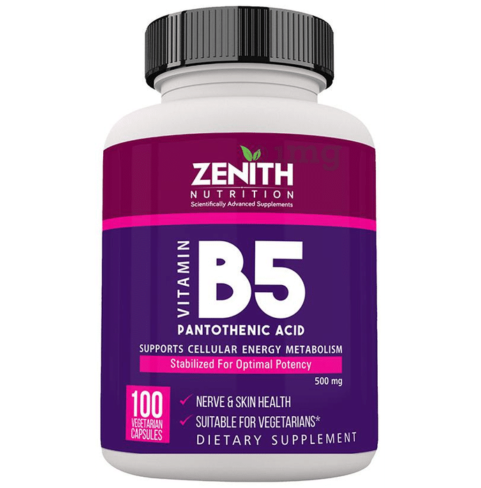 Zenith Nutrition Vitamin B5 Pantothenic Acid 500mg Vegetarian Capsule