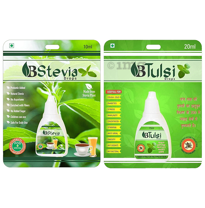 Livebasil Combo Pack of Stevia 10ml and Tulsi 20ml Drop